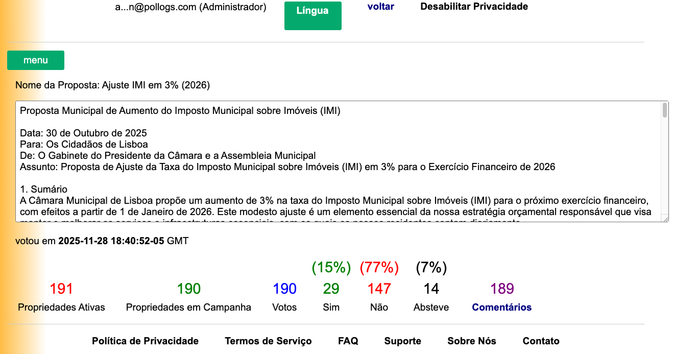 Visualização do Painel de Campanhas do Administrador