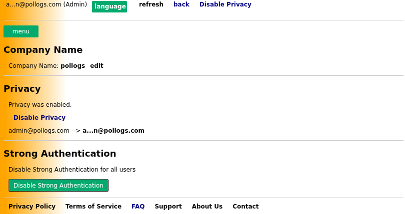 Admin Settings Dashboard View