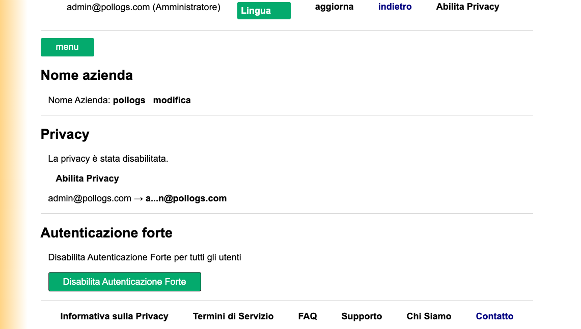 Admin Settings Dashboard View