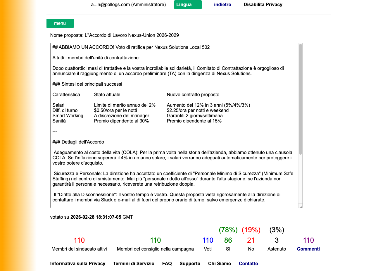 Vista Dashboard Campagna Admin