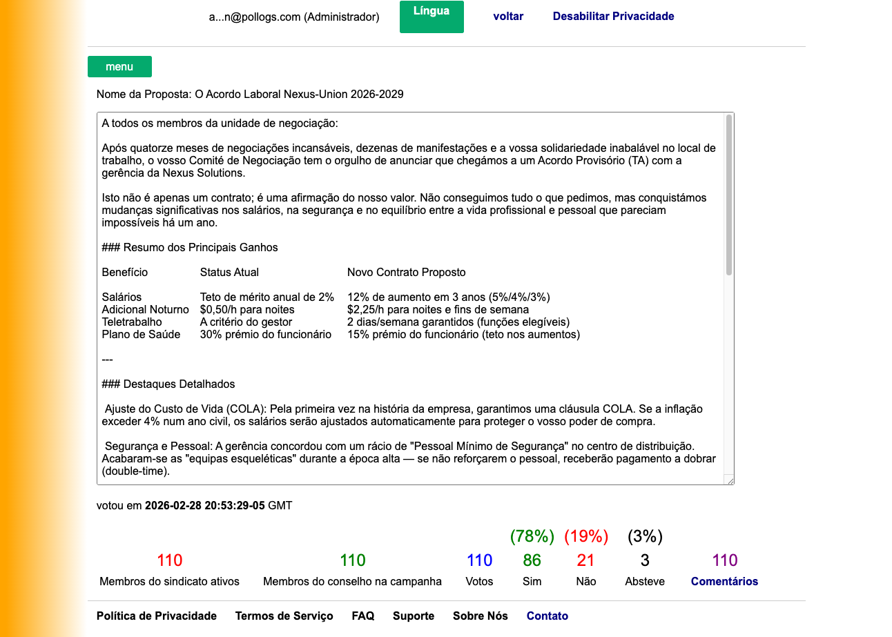 Visualização do Painel de Campanha do Administrador