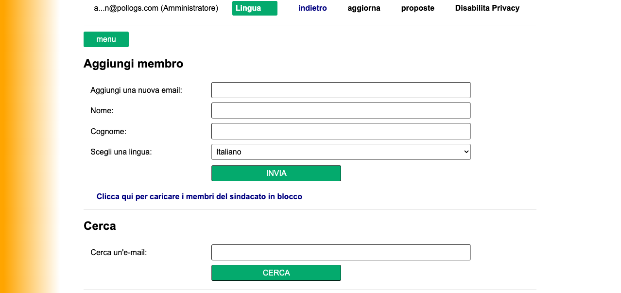 Dashboard dello Staff